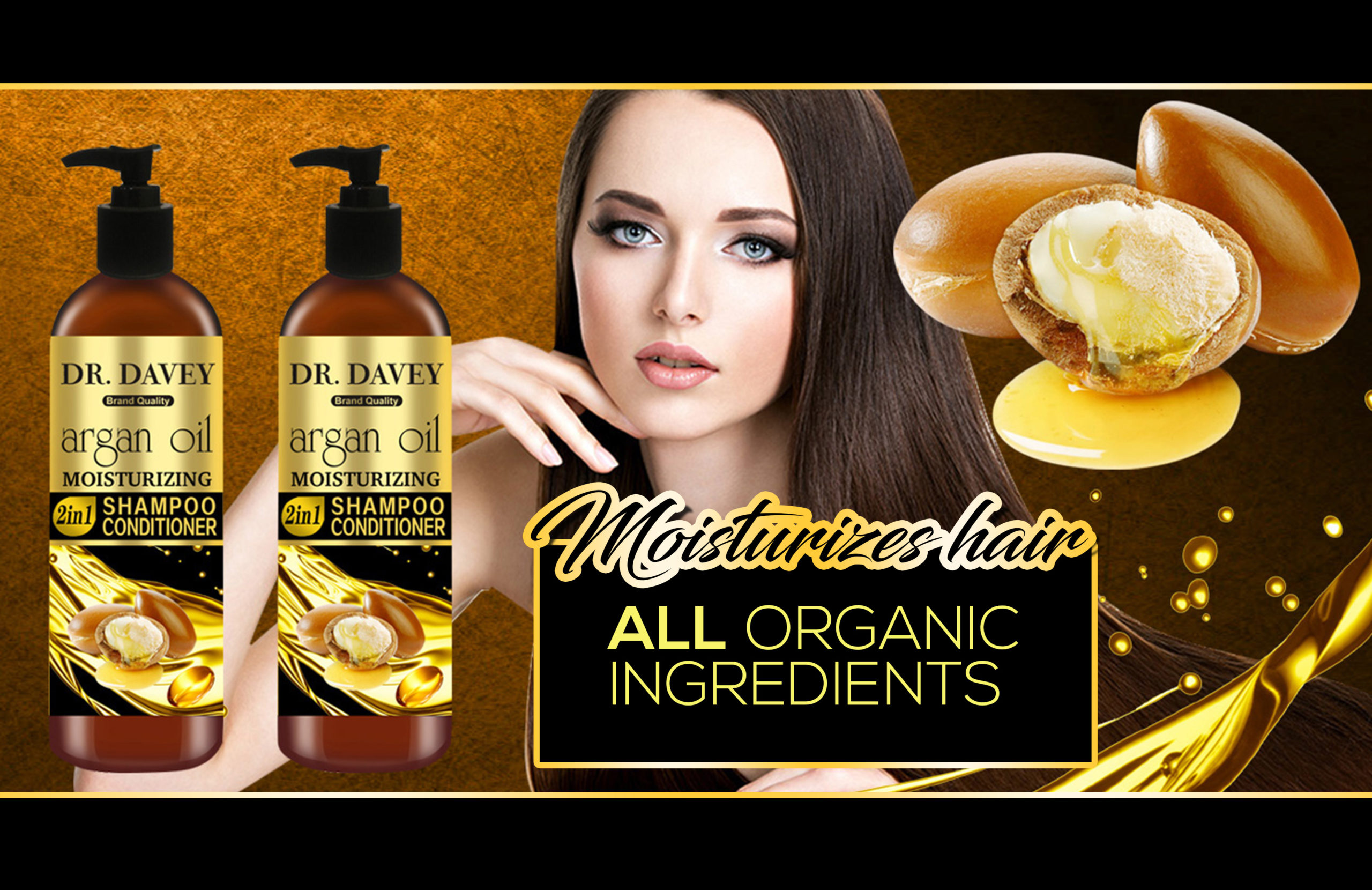 Dr. Davey 100% Natural Argan Oil 2 in 1 Moisturizing Shampoo & Conditioner 500ml - Image 3