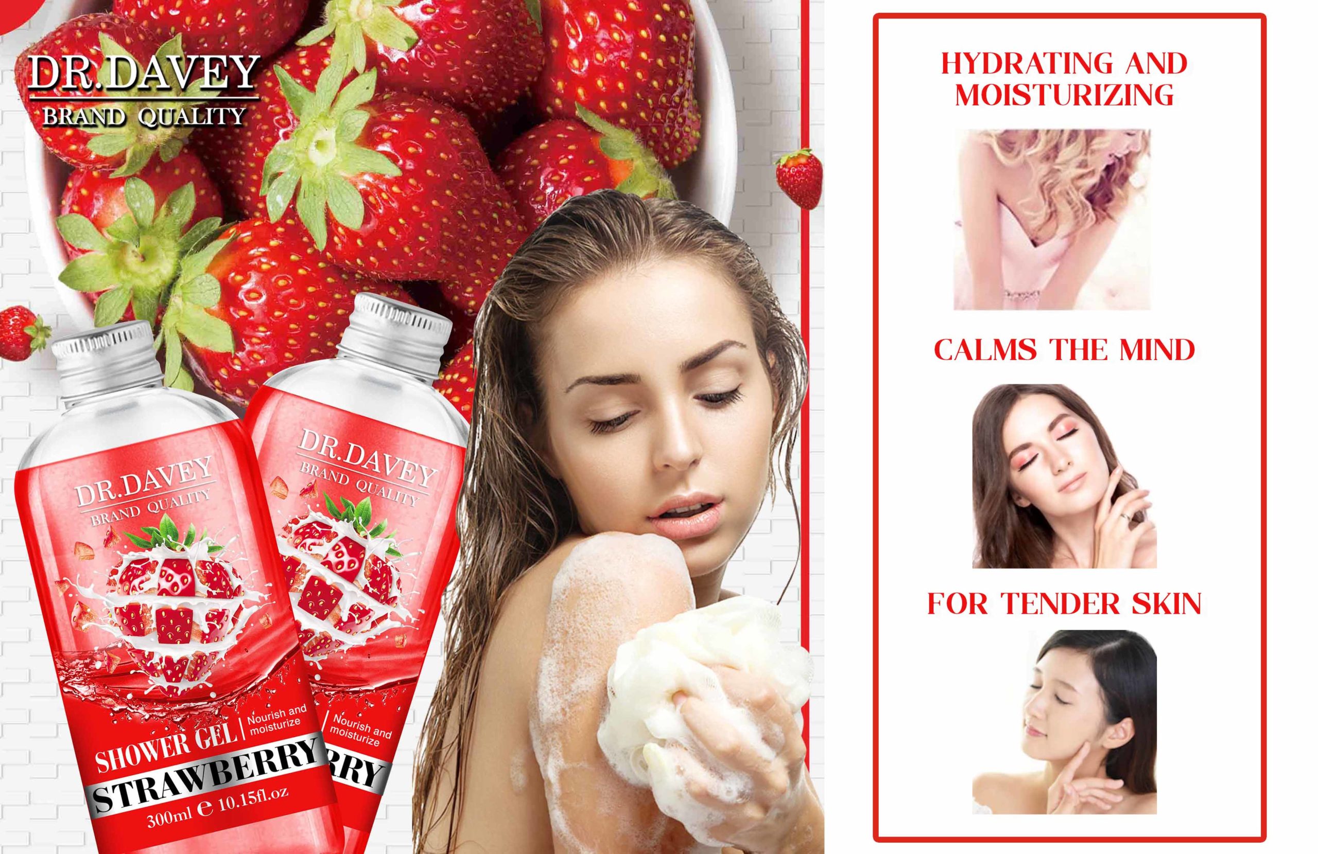 Dr. Davey Deep Moisturizing & Nourishing Strawberry Shower Gel 300ml - Image 3