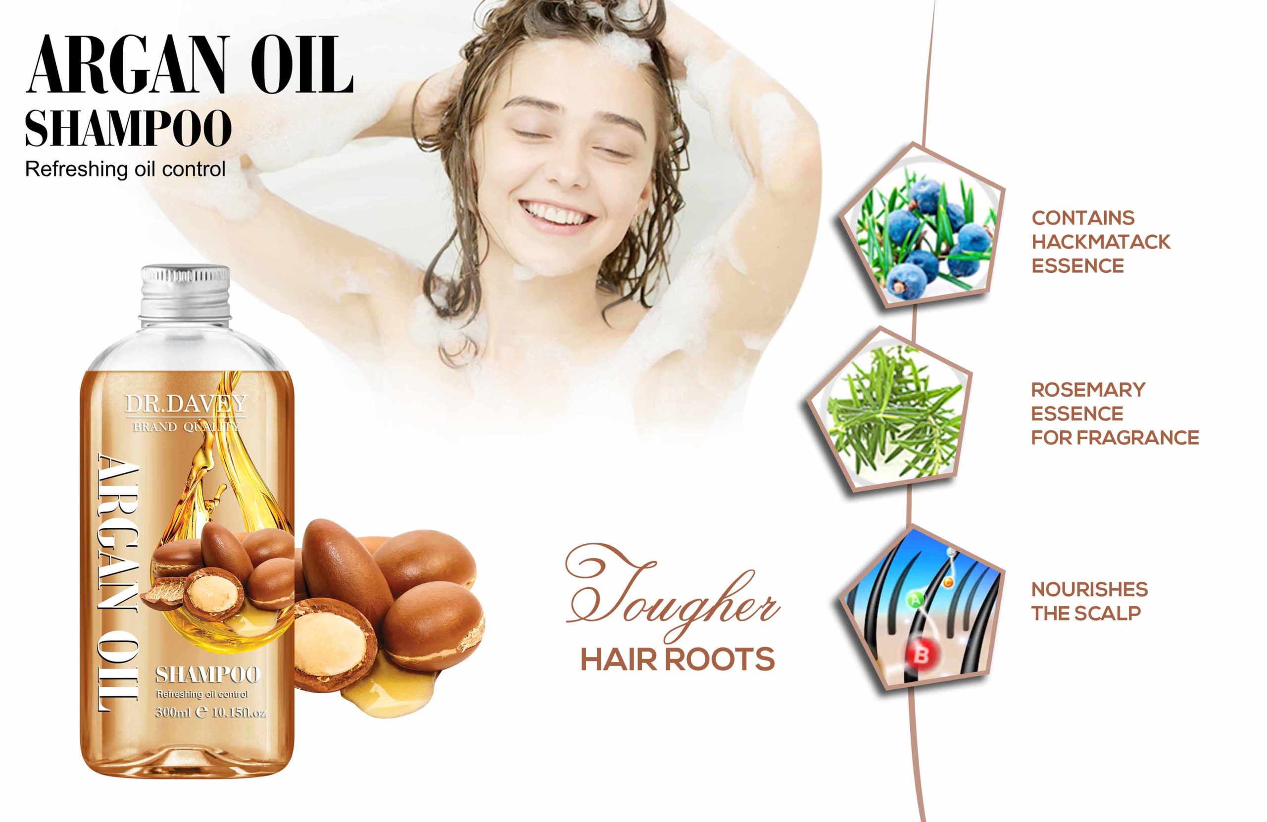 Dr. Davey 100% Natural Oil Control Refreshing Argan Oil Shampoo 300ml - Image 3