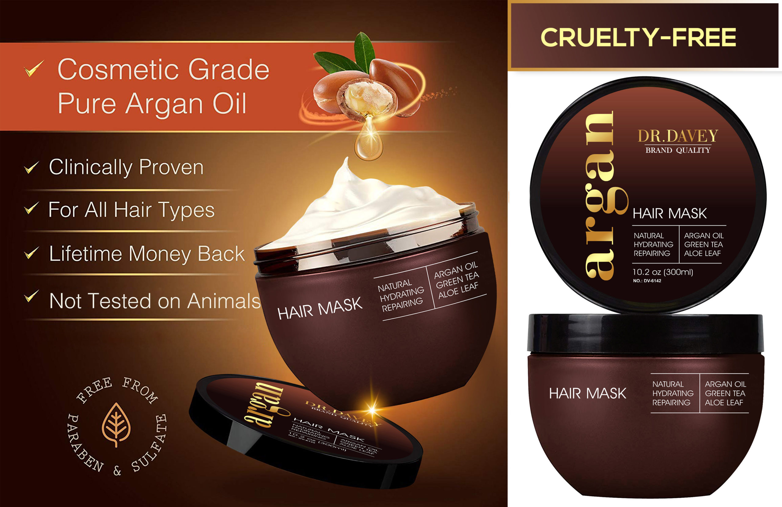 Dr. Davey Argan Oil Hair Mask Conditioner 300 ml - Image 3