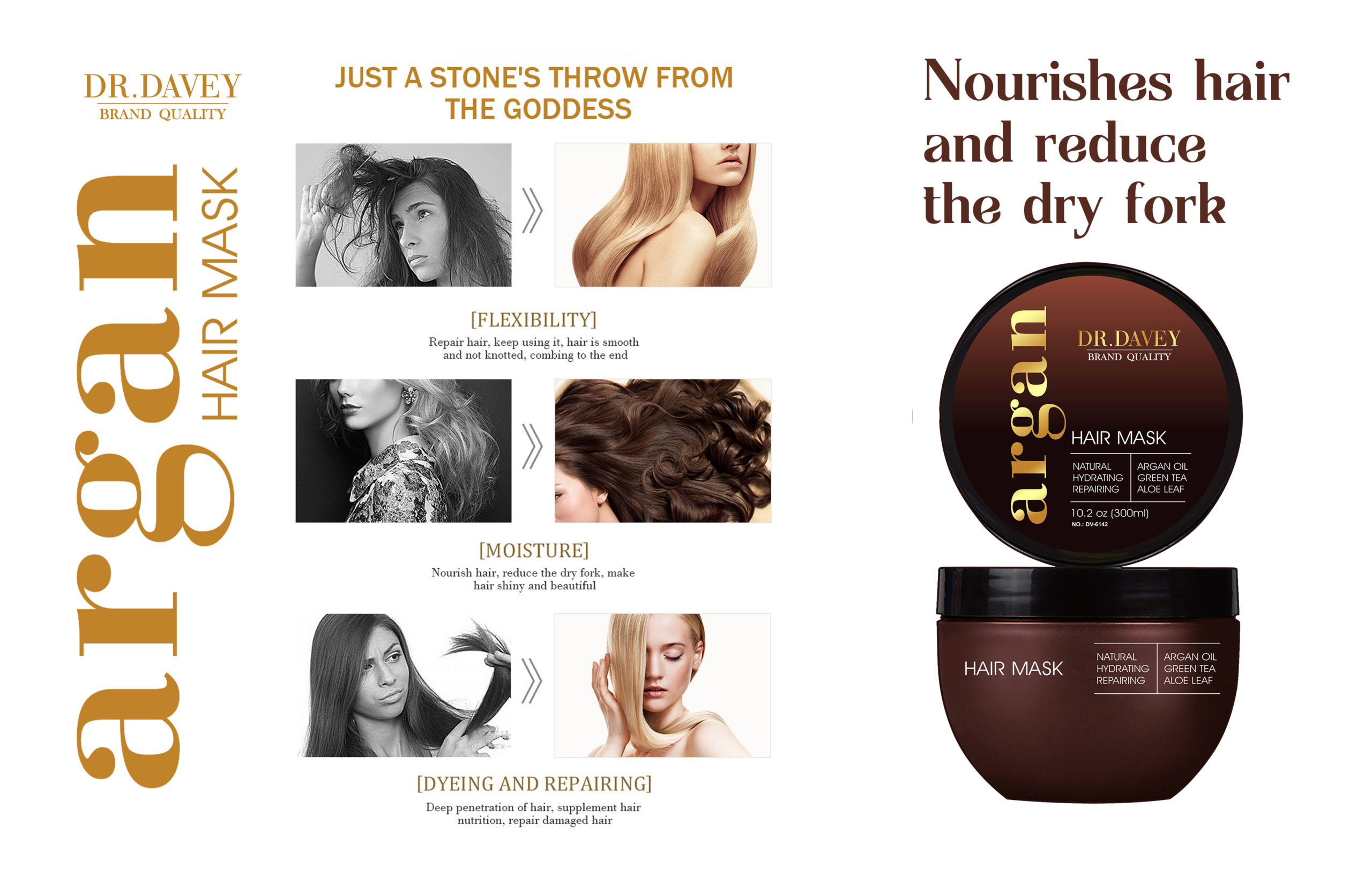 Dr. Davey Argan Oil Hair Mask Conditioner 300 ml - Image 5