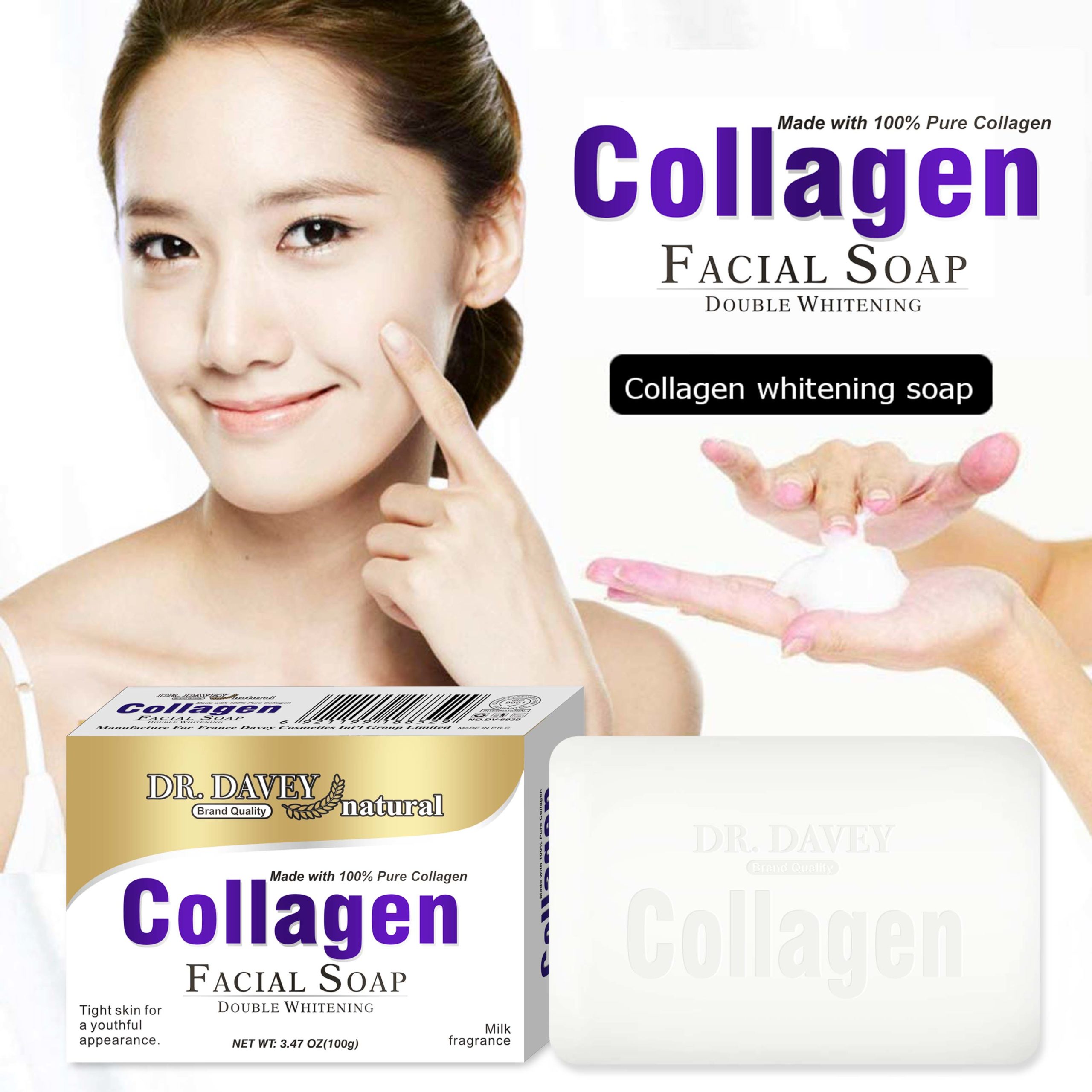 Dr Davey All Natural 100% Collagen Double Whitening Soap 100g - Image 3
