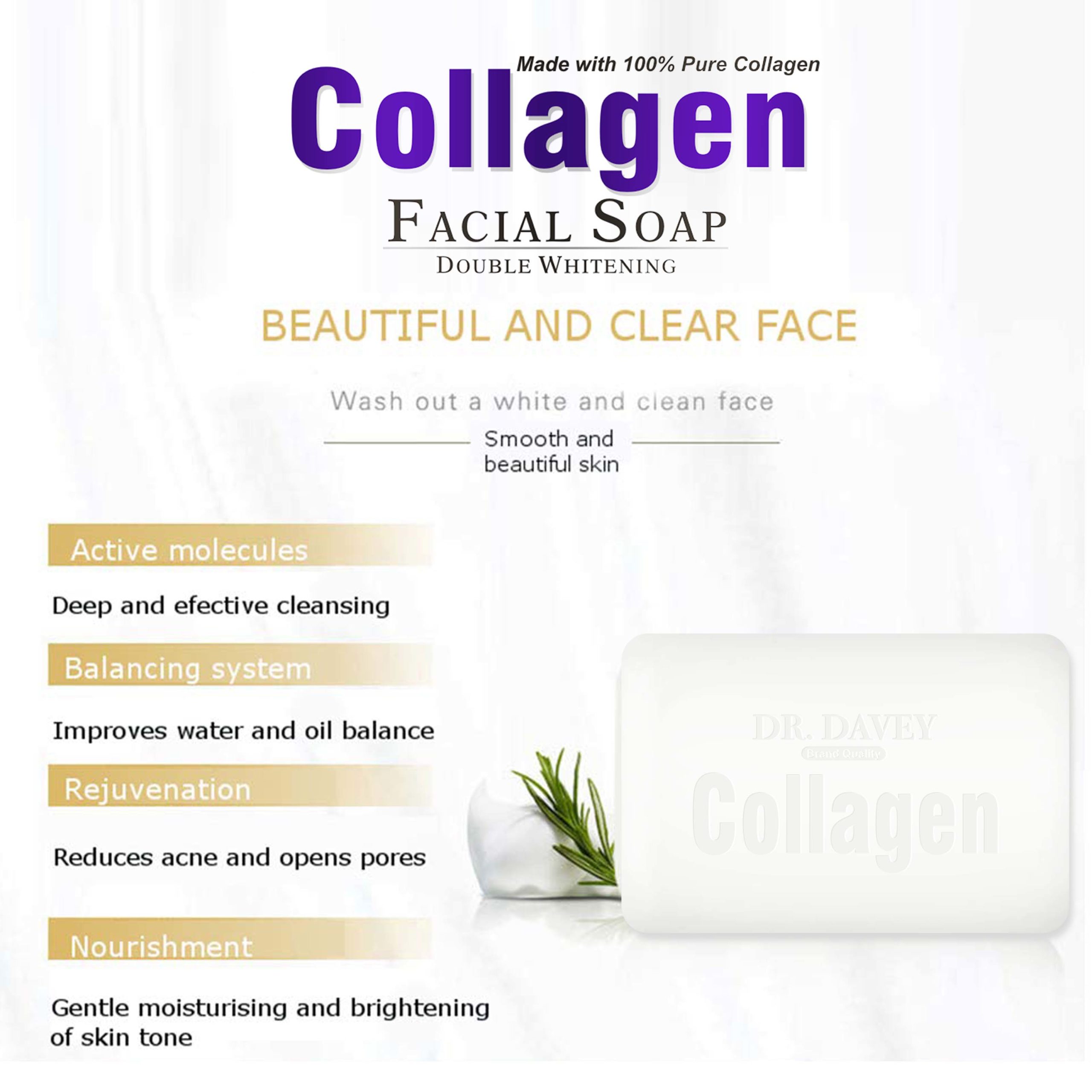 Dr Davey All Natural 100% Collagen Double Whitening Soap 100g - Image 4