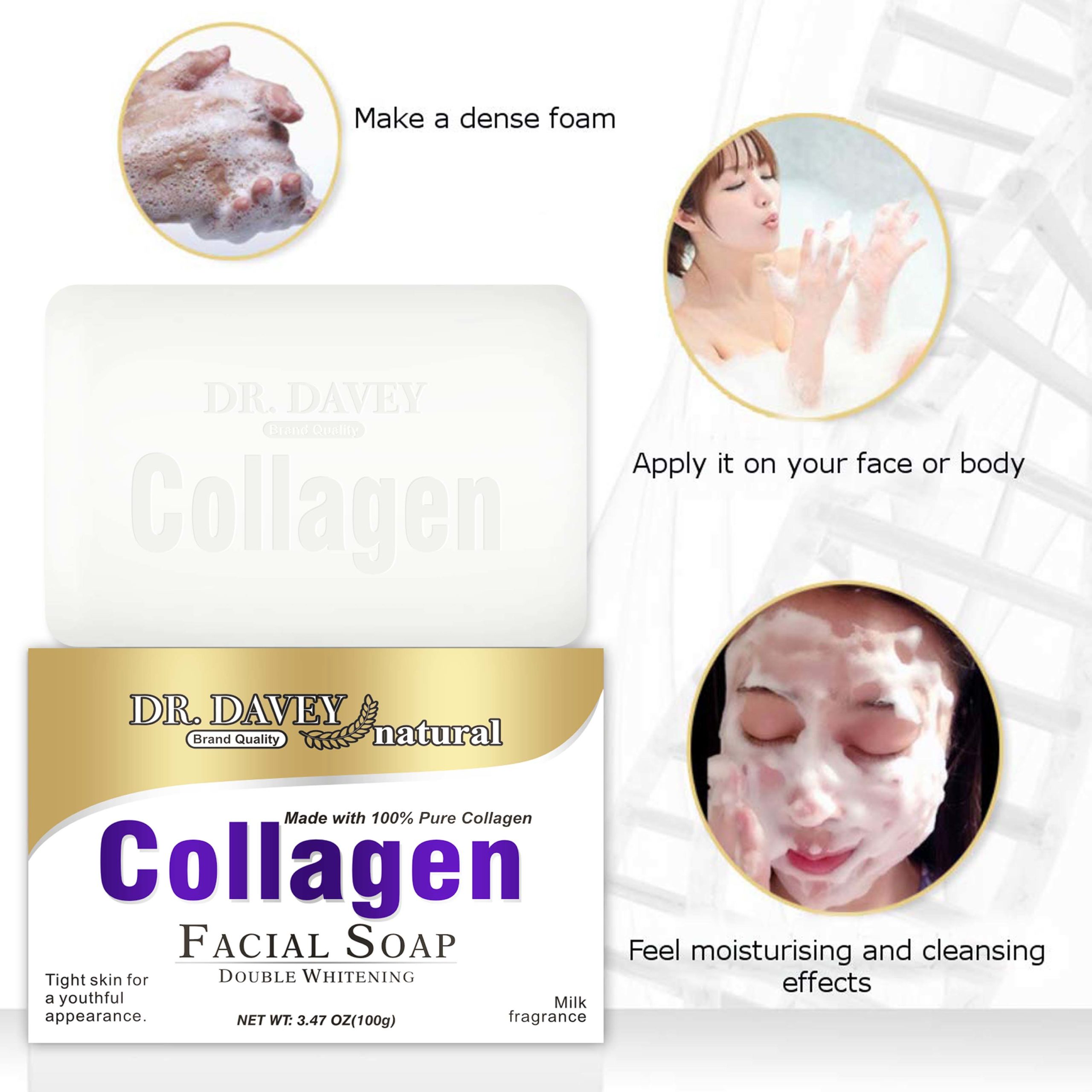 Dr Davey All Natural 100% Collagen Double Whitening Soap 100g - Image 5