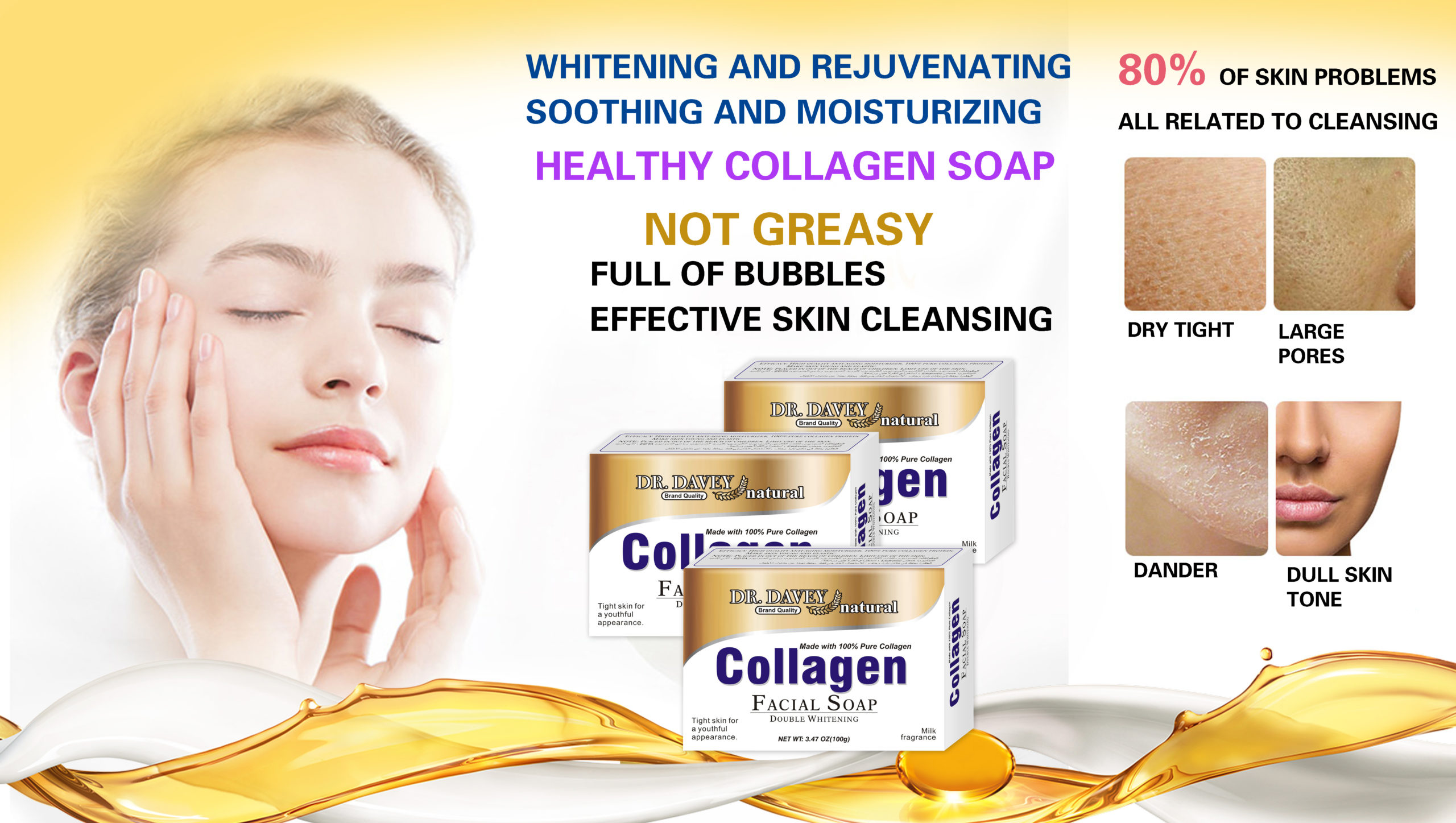 Dr Davey All Natural 100% Collagen Double Whitening Soap 100g - Image 7