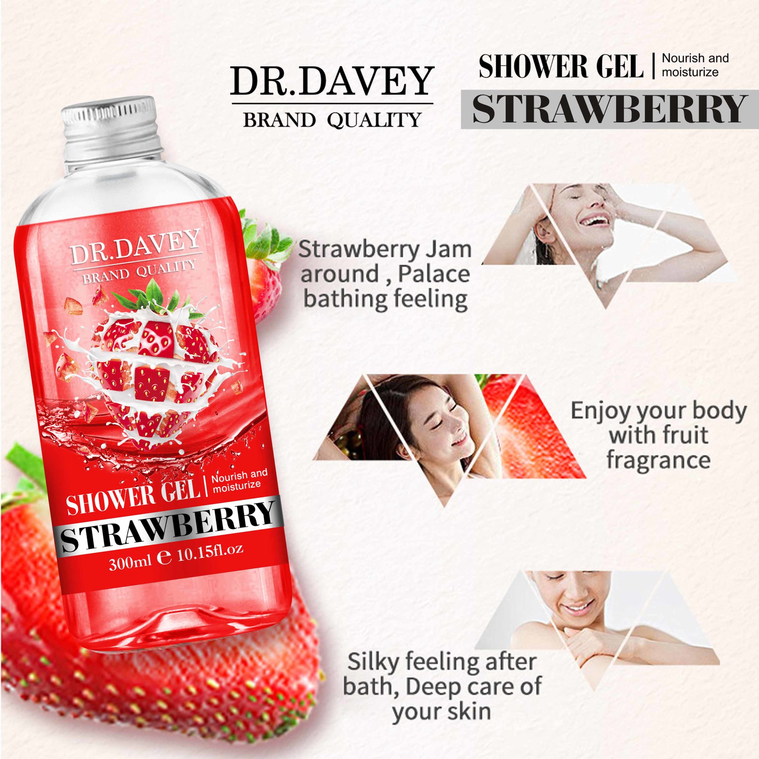 Dr. Davey Deep Moisturizing & Nourishing Strawberry Shower Gel 300ml - Image 9