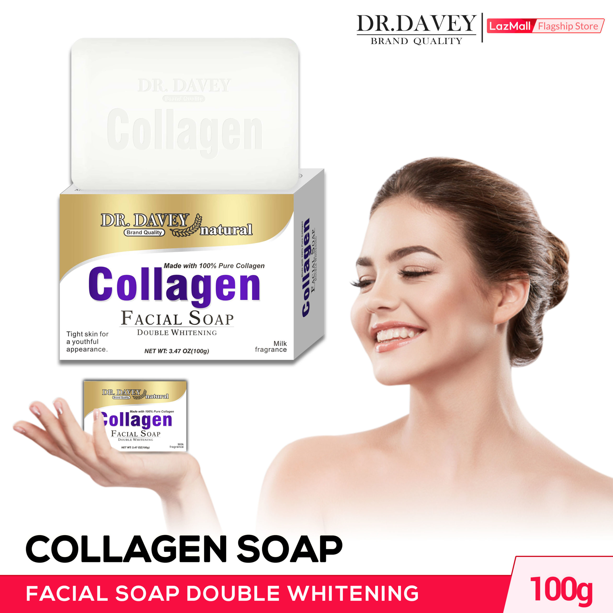Dr Davey All Natural 100% Collagen Double Whitening Soap 100g